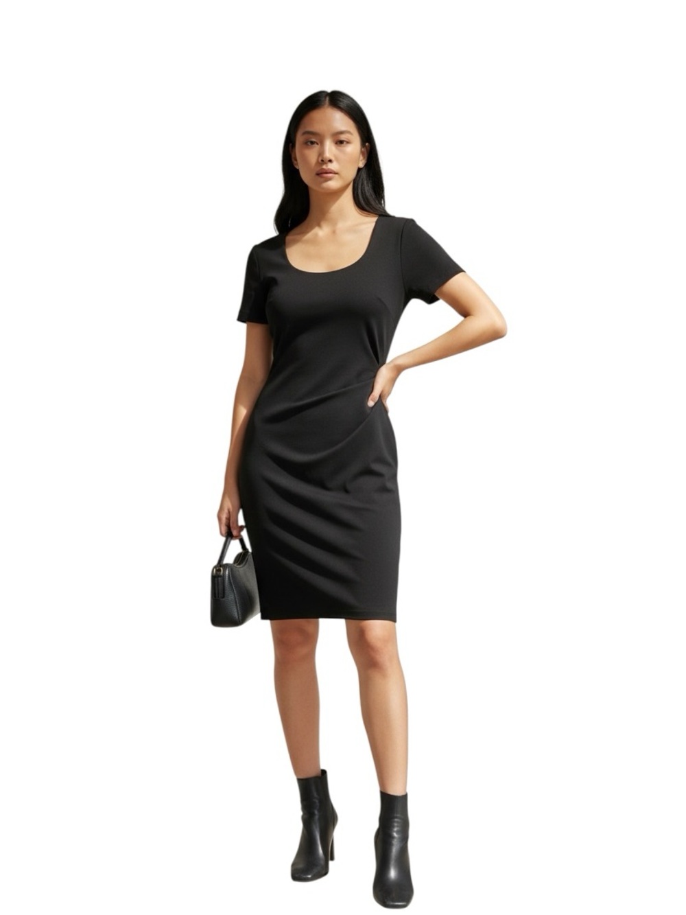 PREVIEW Black Short Sleeve Scoop Neck Mini Dress